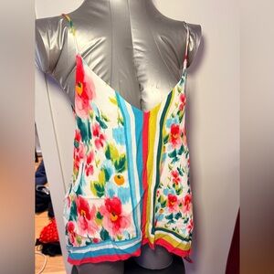 Zara Floral Camisole with Red and Blue Accents